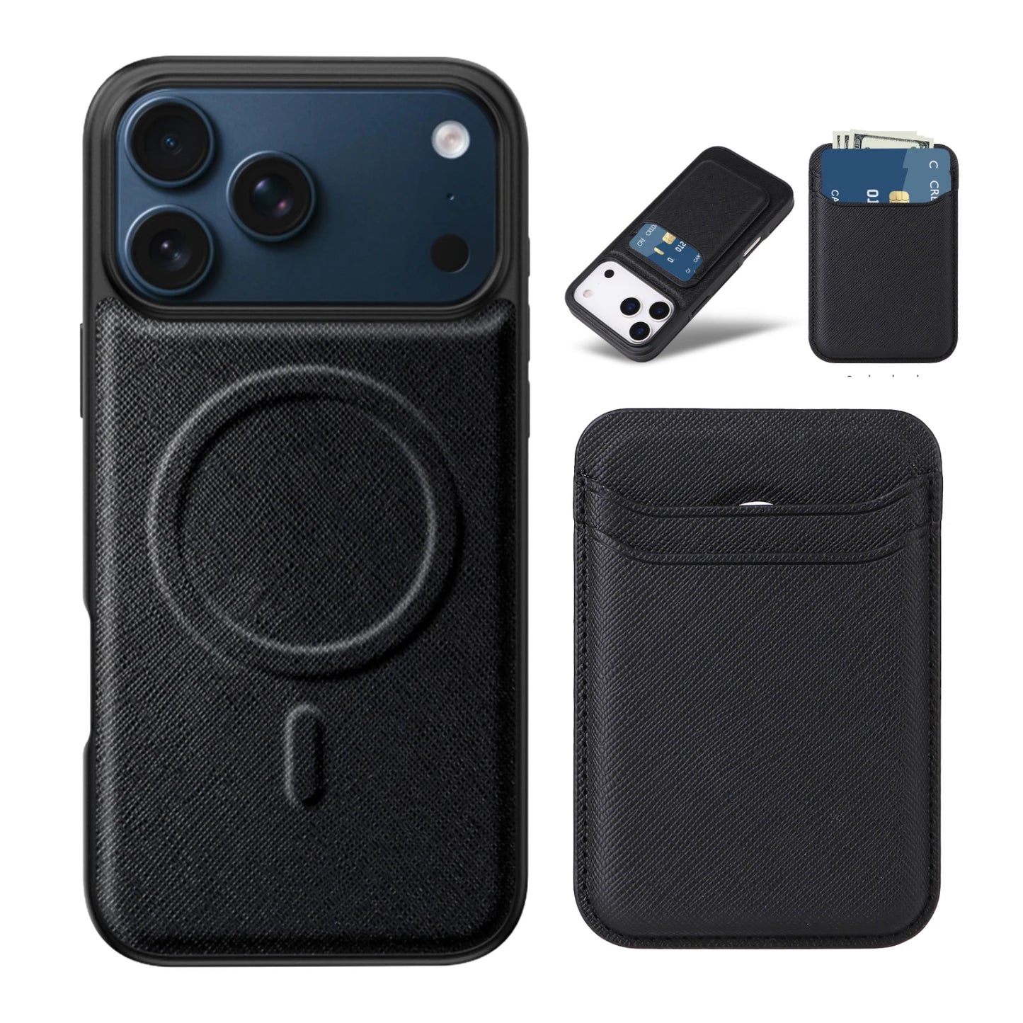 Business Minimalist Cross-Grain Leather Case for iPhone 17 Pro Max / 17 Air with MagSafe