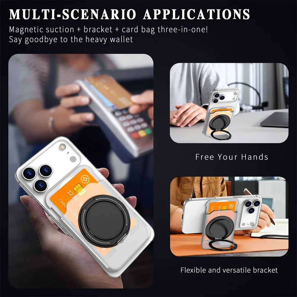MagSafe Magnetic Wallet Card Holder Stand for iPhone & Samsung Phones