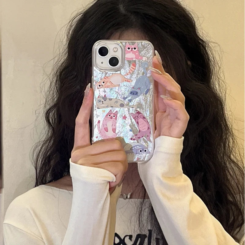 Cute Kitten Graphic Phone Case for iPhone 15 14 13 12 11 SE X XR XS Max