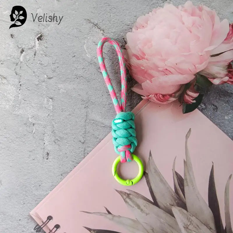 Braided Umbrella Rope Keychain Lanyard – Strong Strap for Keys and Phone Accessories