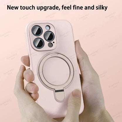 Magnetic Silicone Case with Kickstand for iPhone 11–14 Pro Max Plus