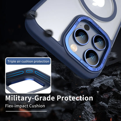 HD Transparent MagSafe Case for iPhone 16 15 14 13 12 Pro Max Metal Buttons