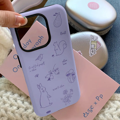 INS Purple Healing Rabbit Case for iPhone 15 Pro Max 14 13 12 11 Pro Plus