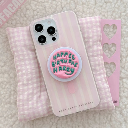 Cute Pink Magnetic Grip Stand for iPhone 17 | MagSafe Smart Holder Tok