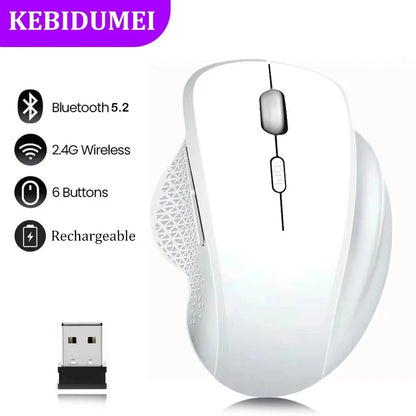 Bluetooth 5.2 + 2.4G Dual-Mode Wireless Mouse 6 Keys 1600DPI Rechargeable Gaming Mouse