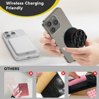 Magnetic Silicone Suction Cup Phone Grip for iPhone Samsung MagSafe Stand
