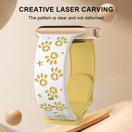 Paw Carving Silicone Strap for Apple Watch Ultra & Series 10–5 SE Band