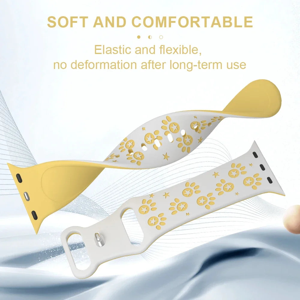 Paw Carving Silicone Strap for Apple Watch Ultra & Series 10–5 SE Band