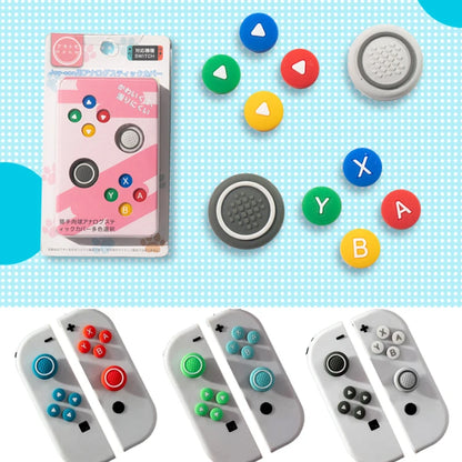 Silicone D-Pad & ABXY Key Stickers for Switch OLED | Joy-Con Grip Cap Set