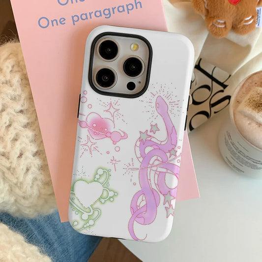 Pink Love Graffiti MagSafe Case for iPhone 11–16 Pro Max – Acrylic + TPU