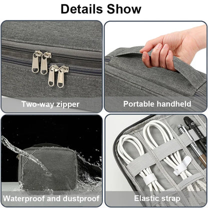 Waterproof Travel Cable Organizer Bag – USB Charger & Wire Storage Case