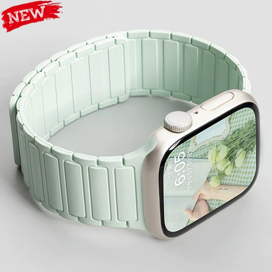 Magnetic Silicone Band for Apple Watch Ultra 2 Series 10–3 (49mm–40mm)