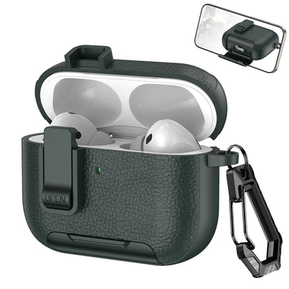 2025 New AirPods Pro 3 Leather Protective Case with Secure Lock & Bracket Cover