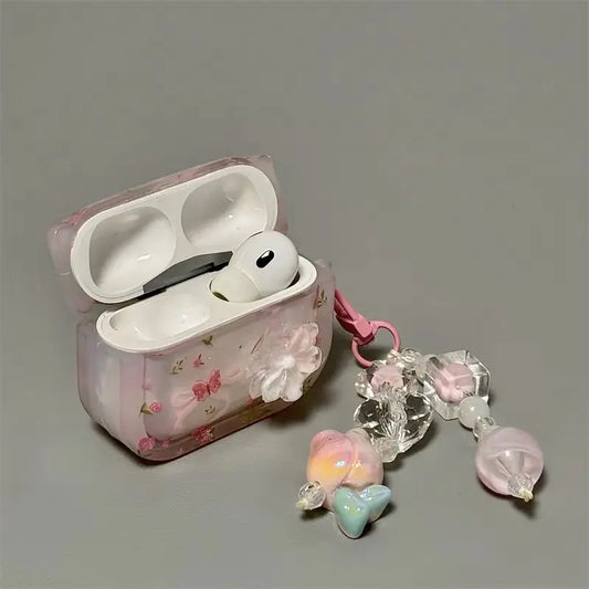 Girl’s Heart & Pink Flower AirPods Case for 4/3/2/1 Pro2 – Bluetooth Cover