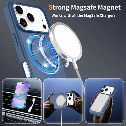 Luxury MagSafe Fold Stand Case for iPhone 17 Air 16E 16 15 14 13 12 Pro Max