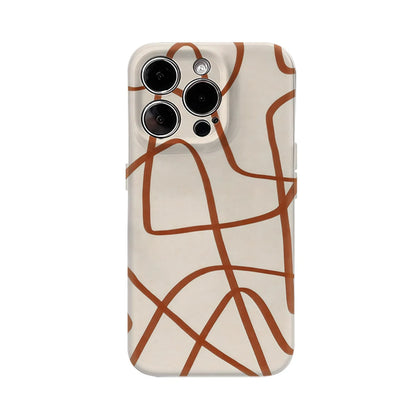 Rust Abstract Curves Case for iPhone 17 16 15 14 13 12 Pro Max Plus