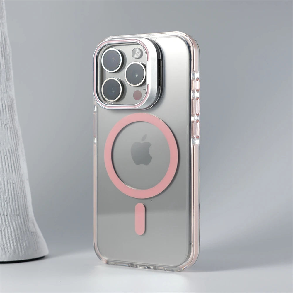 Luxury Lens Holder MagSafe Clear Case for iPhone 17 Air 16 15 14 13 12 Pro Max