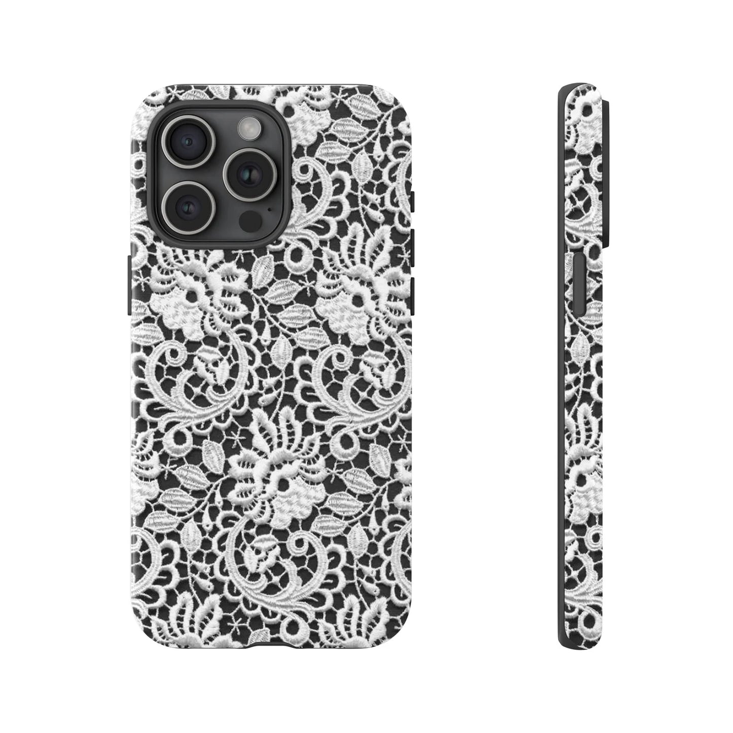 Pink Floral Lace Tough Case for iPhone 17 16 15 14 13 12 11 Pro Max Plus