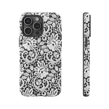 Pink Floral Lace Tough Case for iPhone 17 16 15 14 13 12 11 Pro Max Plus