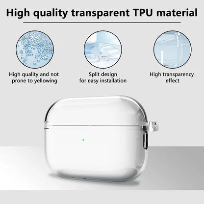 Soft Transparent TPU Case for AirPods Pro 3 – Shockproof with Keychain & Kit