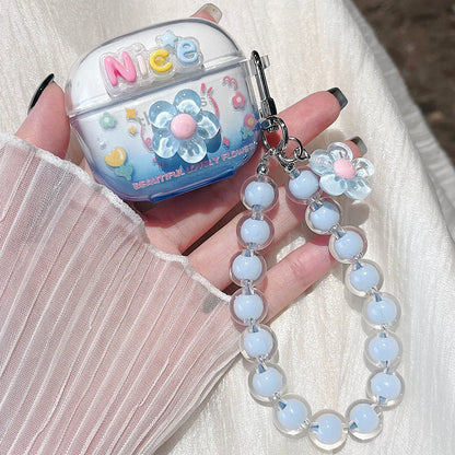 Korean Floral TPU Case for Lenovo LP40 Pro/LP40S | Clear Cover with Beaded Charm